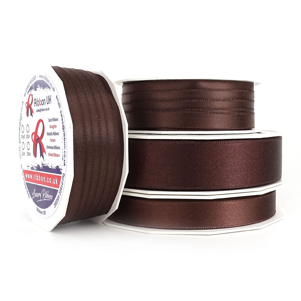 Coffee Ribbon Espresso Brown Satin Ribbon 523 - RIBBON UK